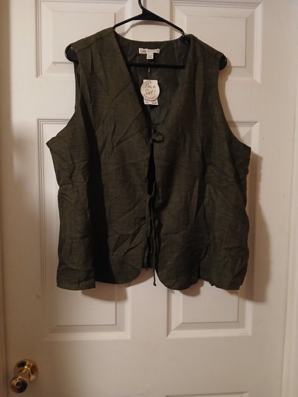 Cato Olive Green Tie-Front Vest